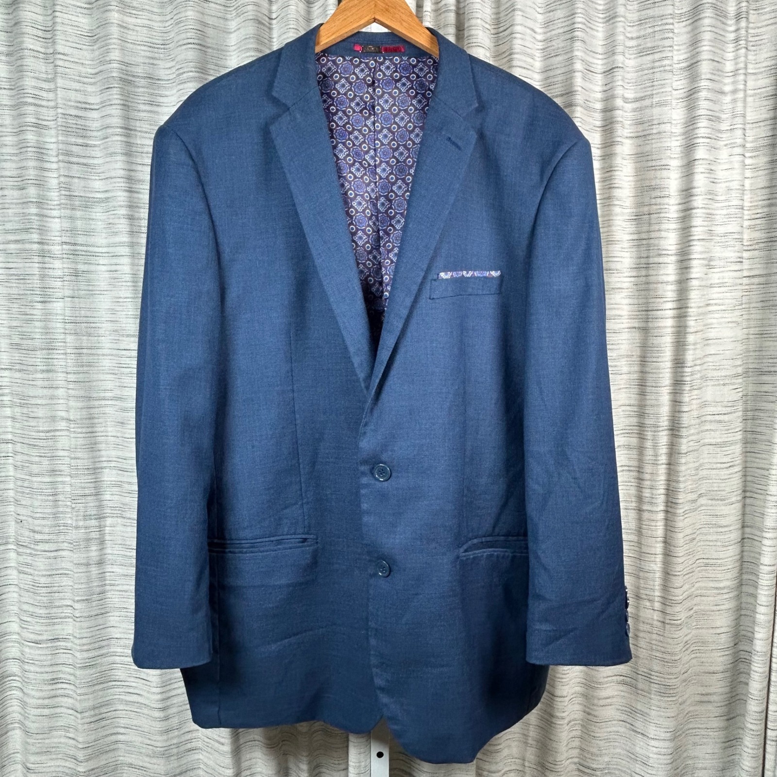 Statement Italy Men's 48l Slim Fit Navy Wool Cashmere Blazer Jacket Euc